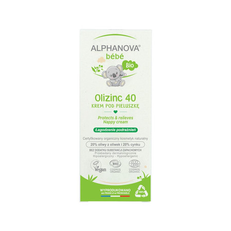  Alphanova Bebe Bio, Krem pod pieluszkę, Olizinc 40, 50 g