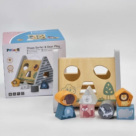 Viga PolarB Drewniany edukacyjny sorter z klockami piramida