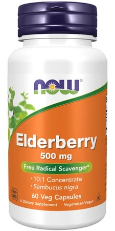 Now Foods Elderberry Czarny bez 500 mg Antyoksydant 120 kaps.