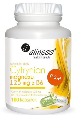 Aliness Cytrynian Magnezu 125 mg z B6 (P-5-P) x 100 VEGE kaps.