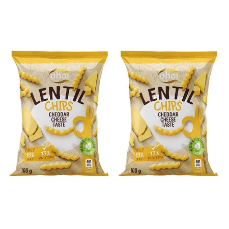 Zestaw 2x Chipsy z czerwonej soczewicy o smaku sera Cheddar 100 g