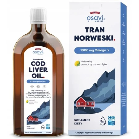 Osavi Tran Norweski, 1000mg Omega 3 smak cytryna - mięta, 500 ml