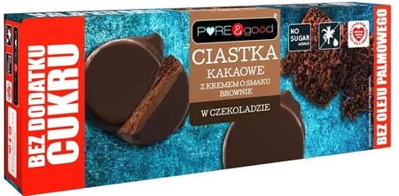 Ciastka kakaowe z kremem o smaku brownie w czekoladzie gorzkiej bez dodatku cukru 128g