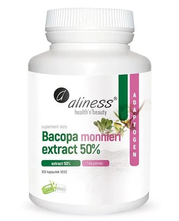 Aliness Bacopa Monnieri extract 50%, 500 mg x 100 Vege caps.