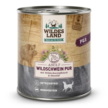 WILDES LAND DOG Wildschwein Pur - dzik karma monobiałkowa dla psa (800g)