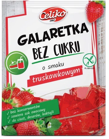 Celiko − Galaretka bez cukru truskawkowa bez glutenu − 14 g