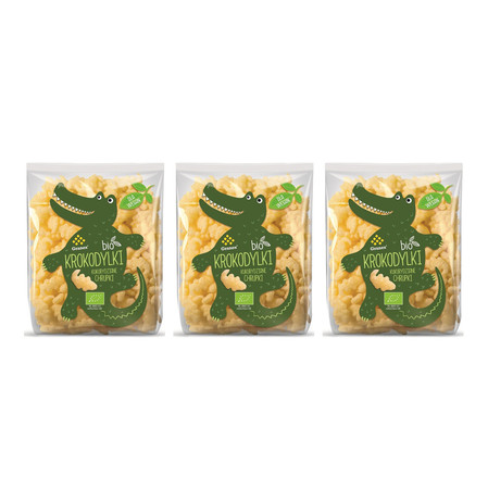 Zestaw: 3x Granex − Krokodylki, chrupki kukurydziane BIO − 80 g