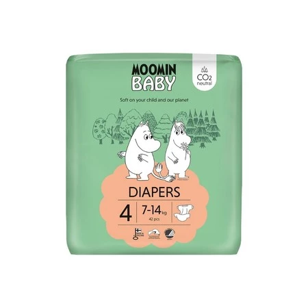 MOOMIN Baby, Pieluszki 4 MAXI (7-14 kg), 42 szt. EKO