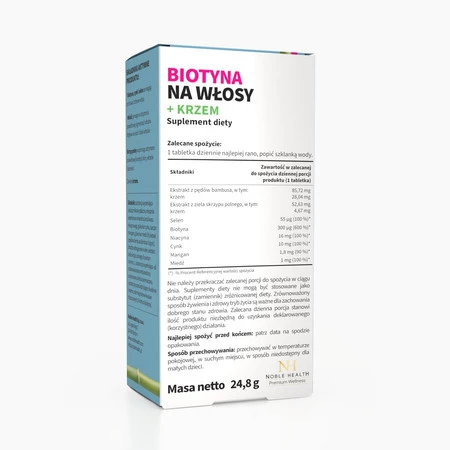 Noble Health Biotyna na włosy + krzem 40 tabl.