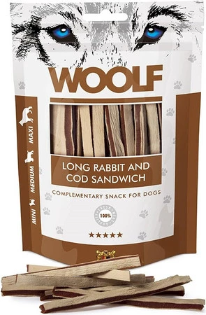 WOOLF Long Rabbit Cod Sandwich Królik Dorsz 100g
