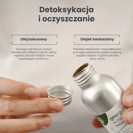 Georganics, Olej do płukania jamy ustnej, z naturalnym składem, do codziennej pielęgnacji, smak drzewa herbacianego, 100 ml