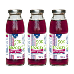 Zestaw: 3x Oleofarm Sok z brzozy z dodatkiem granatu bez cukru 300 ml