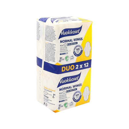 Vuokkoset, NORMAL WINGS, Podpaski ze skrzydełkami, DUOPACK (2 x 12 szt.)