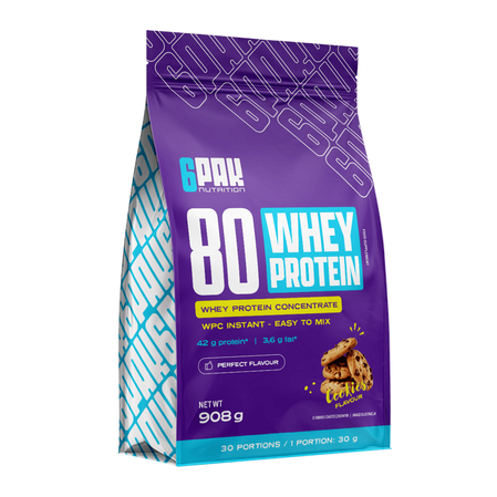 6PAK 80 WHEY PROTEIN odżywka białkowa WPC 908 g smak ciasteczko
