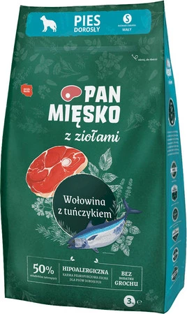 PAN MIĘSKO Wołowina Tuńczyk Zioła dla psa S 3kg