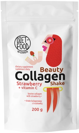 DIET-FOOD SHAKE KOLAGENOWY Z WITAMINĄ C I TRUSKAWKĄ 200 g