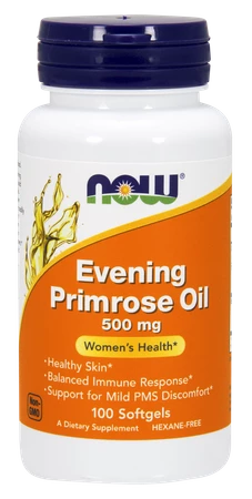 Now Foods − Evening Primrose Oil, olej z wiesiołka dwuletniego z GLA − 100 kaps.