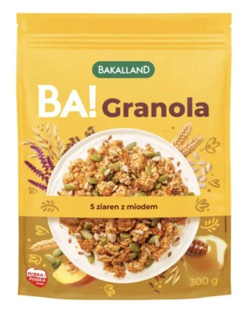 Bakalland BA! Granola 5 ziaren z miodem 300g pełnoziarnista