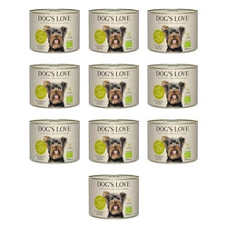 Zestaw 10x DOG'S LOVE BIO Huhn - kurczak ekologiczny z kaszą gryczaną, selerem i bazylią (200g)