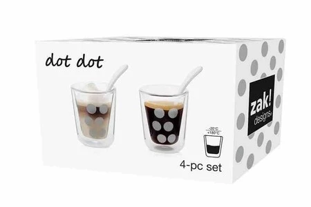 Zak!- Zestaw 2 szklanek 75ml z łyżeczkami, srebrny