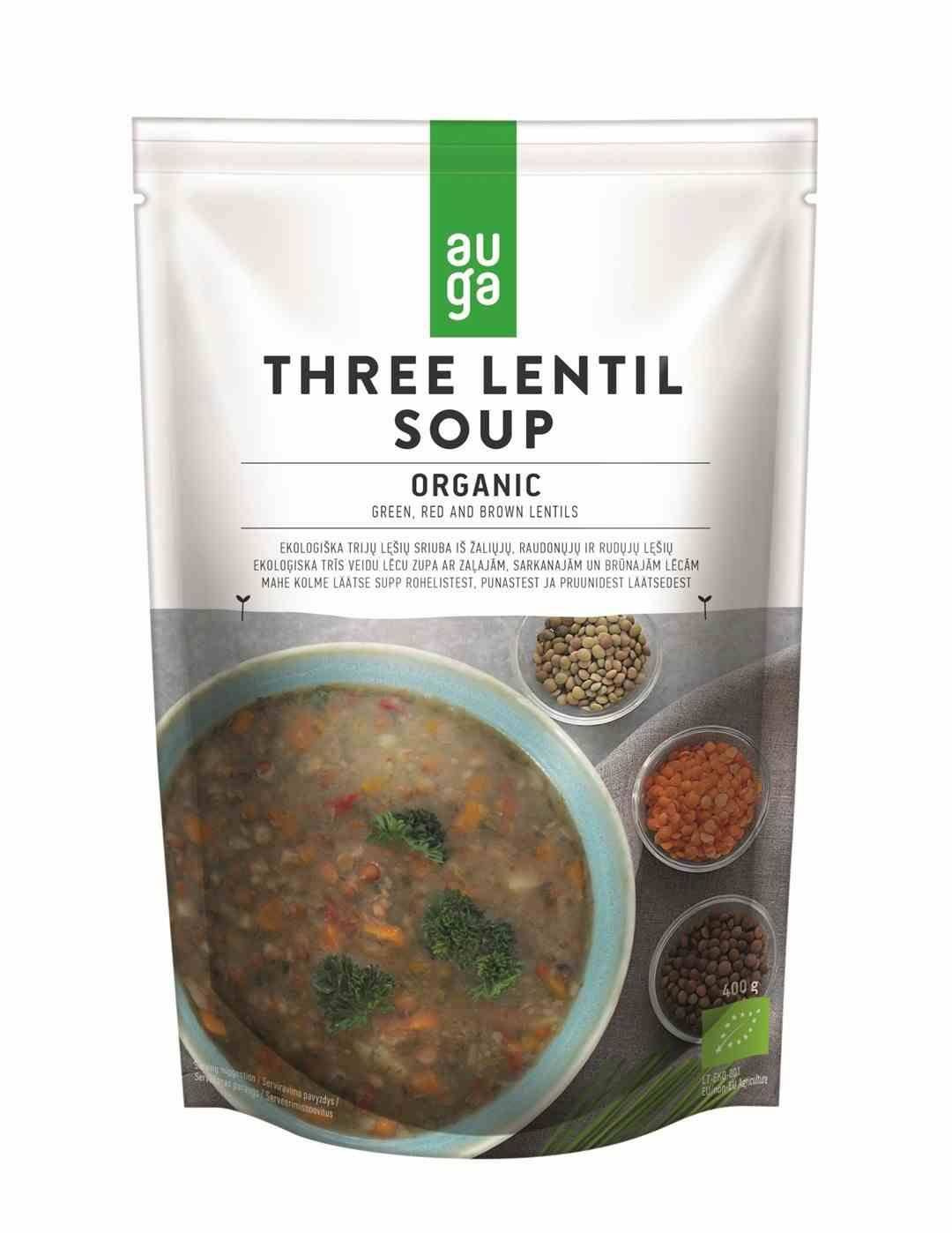 Auga − Zupa trzy soczewice z zieloną, czerwoną i brązową soczewicą BIO − 400 g