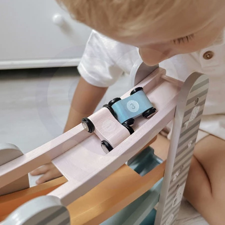 Viga Toys − PolarB, kolorowa drewniana zjeżdżalnia dla samochodzików