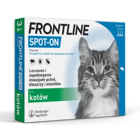 FRONTLINE Spot-On Kot 3 pipety - krople na pchły i kleszcze dla kotów