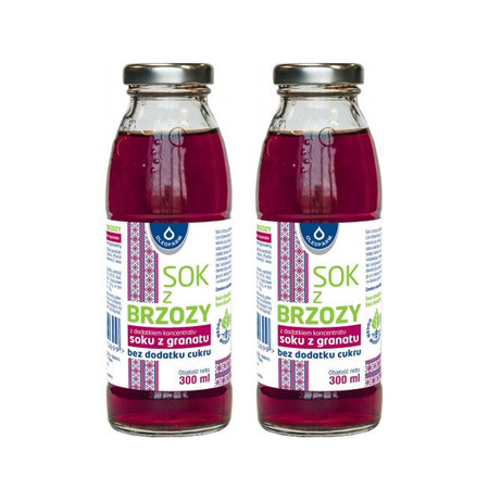 Zestaw: 2x Oleofarm Sok z brzozy z dodatkiem granatu bez cukru 300 ml