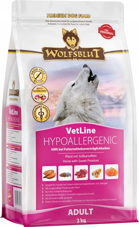 WOLFSBLUT VetLine Hypoallergenic – konina i bataty 2 kg – dieta weterynaryjna dla psów dorosłych