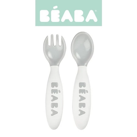 Beaba, Sztućce plastikowe w etui grey
