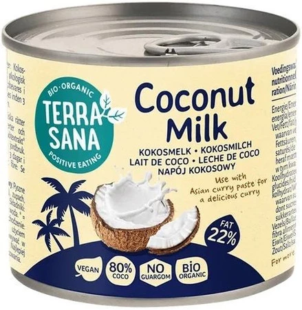 COCONUT MILK - NAPÓJ KOKOSOWY BEZ GUMY GUAR (22 % TŁUSZCZU) BIO 200 ml (PUSZKA) - TERRASANA