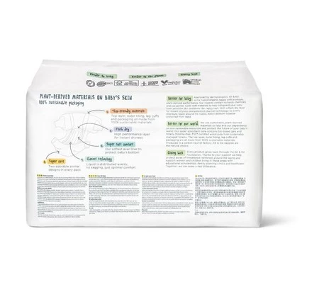 Zestaw: 5x Kit and Kin, Biodegradowalne Pieluszki Jednorazowe 2 Midi (4-8kg), Myszka/Panda, 38 szt.