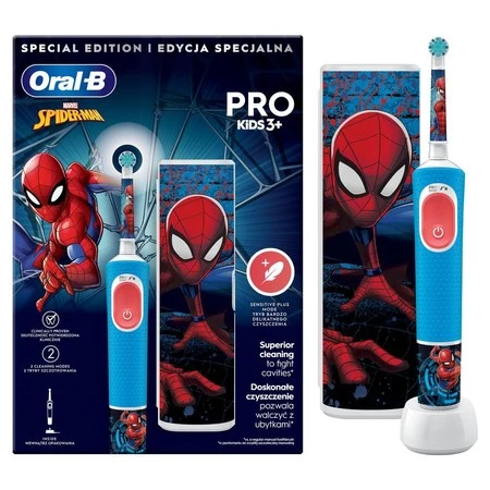 ORAL-B BRAUN SZCZOTECZKA ELEKTRYCZNA STAGES D103 PRO SPIDERMAN + ETUI PODRÓŻNE