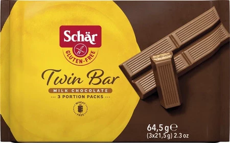 Schar -Twin bar, wafelki w czekoladzie bezglutenowe -  3x21.5 g