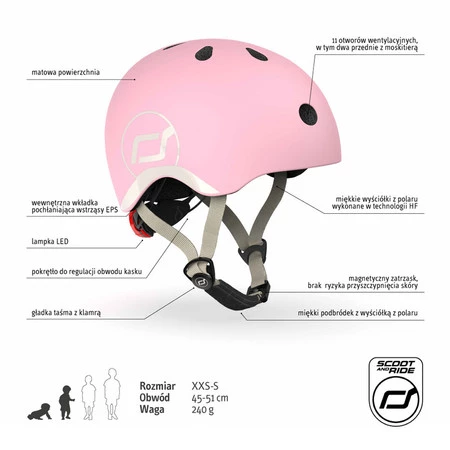 SCOOTANDRIDE Kask XXS-S dla dzieci 1-5 lat Rose