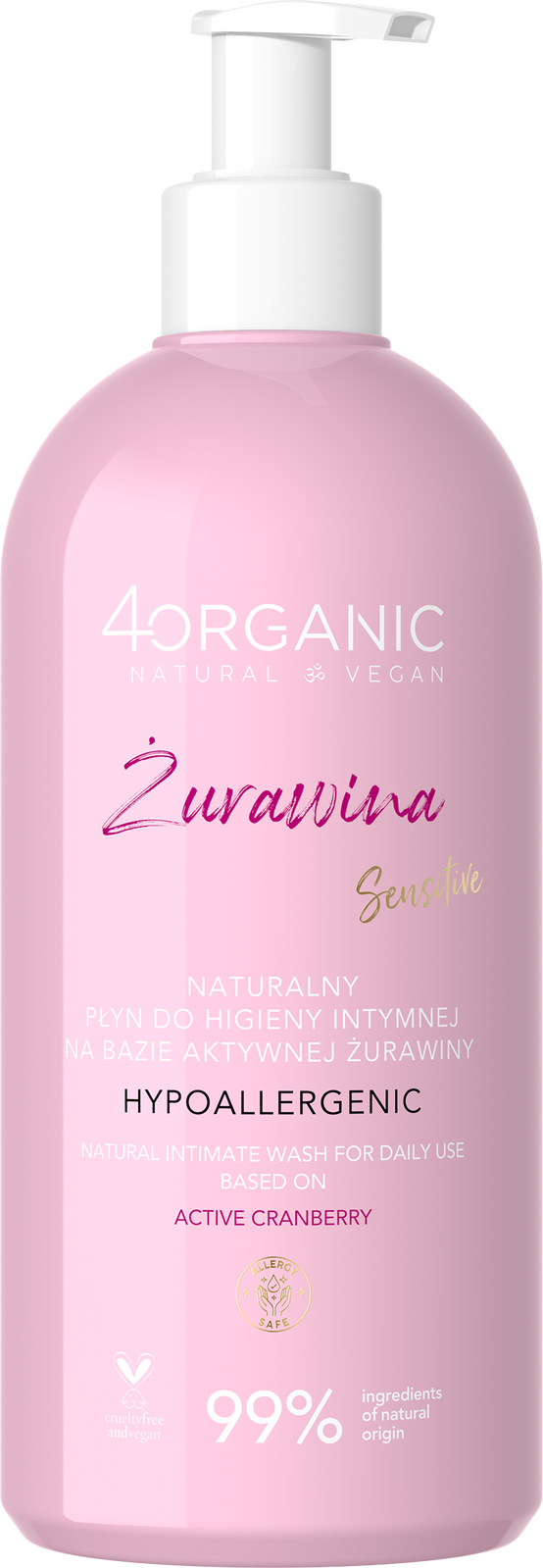 4Organic - Naturalny płyn do higieny intymnej Żurawina 350ml - Nabea.pl