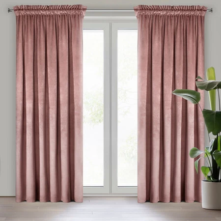 ZASŁONA GOTOWA D91 ROSA NA TAŚMIE 135 X 300 CM CIEMNORÓŻOWY