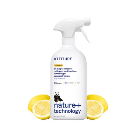 Attitude NATURE+, Uniwersalny spray do czyszczenia, Skórka Cytrusowa, 800 ml