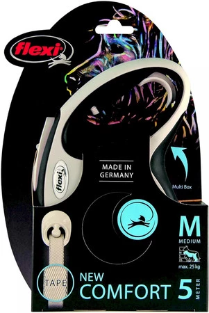 FLEXI NEW COMFORT Smycz taśmowa M / 5m czarna