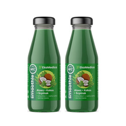 Zestaw: 2x Ekamedica suplementy diety w formie smoothie Aloes-kokos-szpinak 250ml