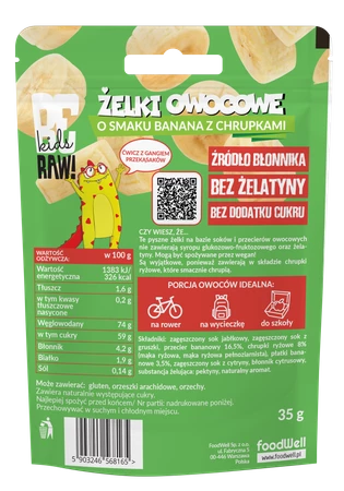 BeRAW! Kids Żelki Banan z chrupkami 35g żelki dla dzieci
