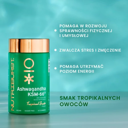Nutriburst Ashwagandha KSM-66 suplement w żelkach na wsparcie samopoczucia 60 szt.