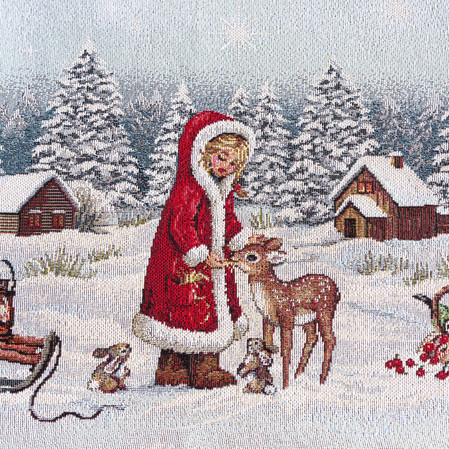Obrus gobelinowy ze świątecznym wzorem rozm.: 50 x 110 cm, kolor: srebrny