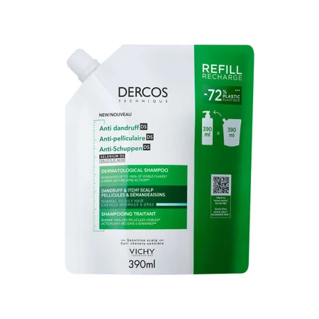 Vichy Dercos DS. Szampon przeciwłupieżowy do włosów normalnych i przetłuszczających się Refill 390ml