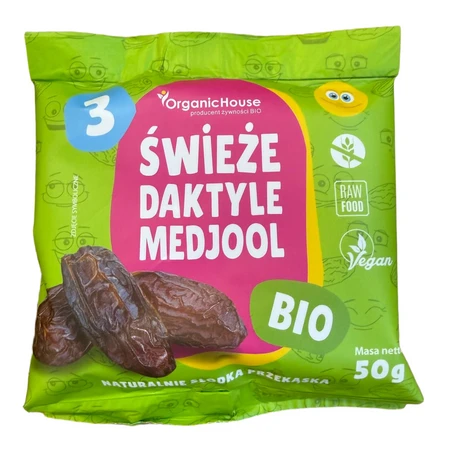 ORGANICHOUSE DAKTYLE MEDJOOL ŚWIEŻE BEZGLUTENOWE BIO 50 g  (3 szt.)
