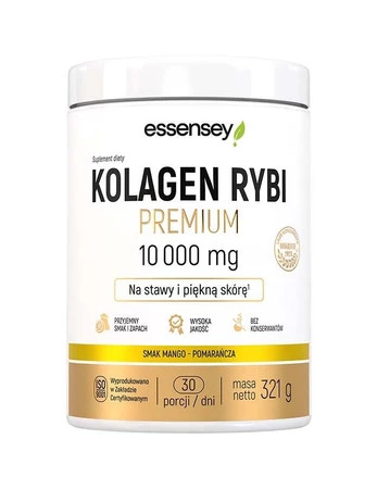 Essensey Kolagen Rybi Premium 10 000mg - 321g smak mango - pomarańcza