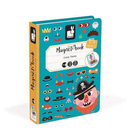 Janod Magnetyczna układanka Śmieszne buzie Chłopiec Magnetibook