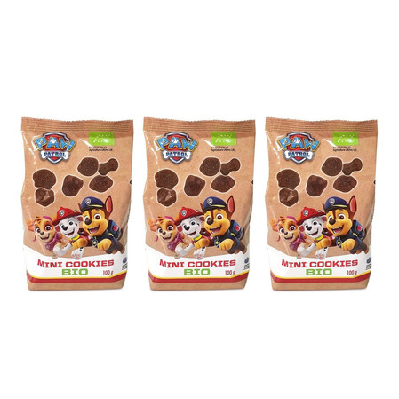 Zestaw: 3x Mini ciastka kakaowe dla dzieci Psi Patrol BIO 100 g