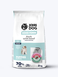 John Dog Good Form Puppy Wieprzowina Z Wołowiną - karma sucha dla psa szczeniaka -  3kg