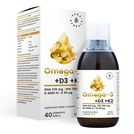 Omega-3 (370 DHA) + D3 (2000IU) + K2MK7 w płynie (200 ml)